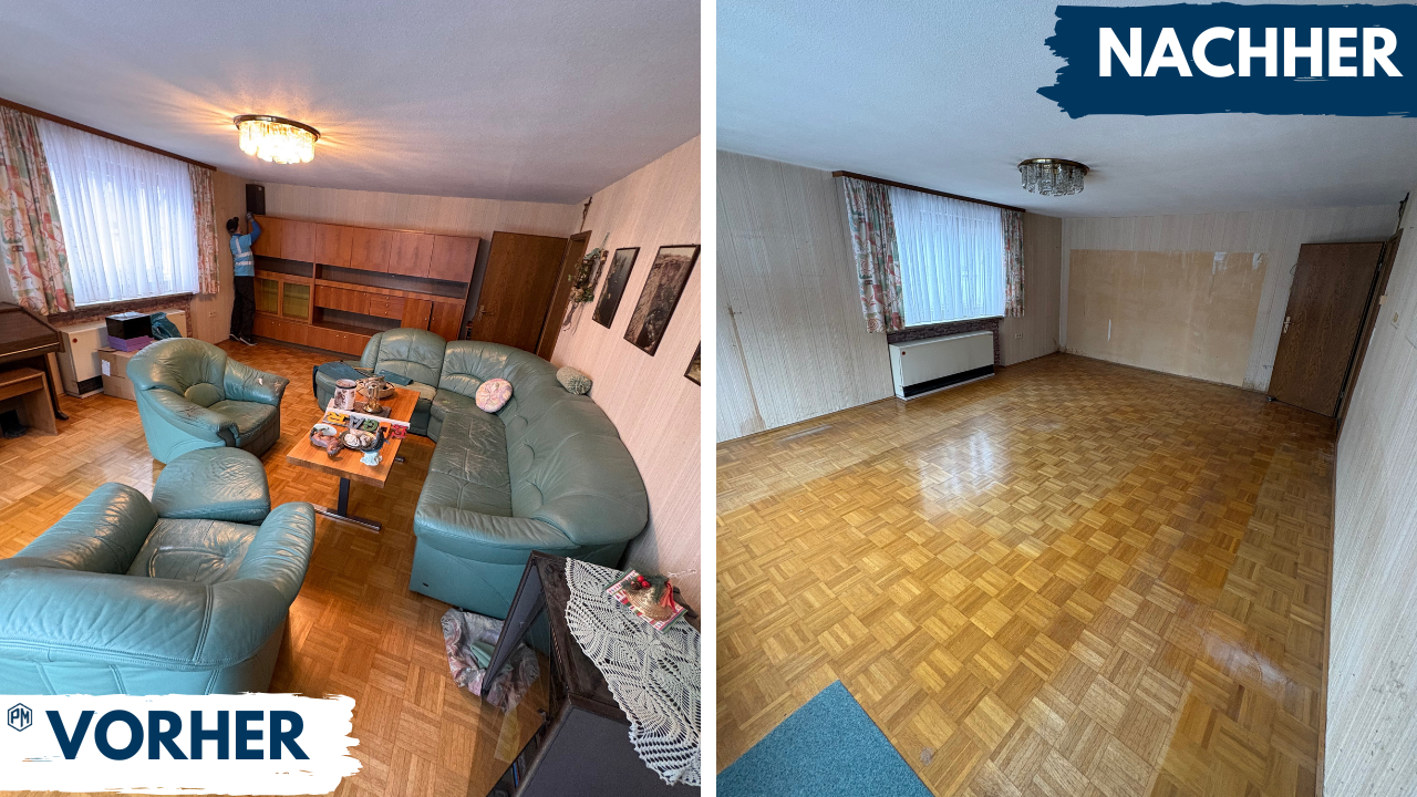 Vorher-Nachher: Wohnungsauflösung, Wohnzimmer besenrein